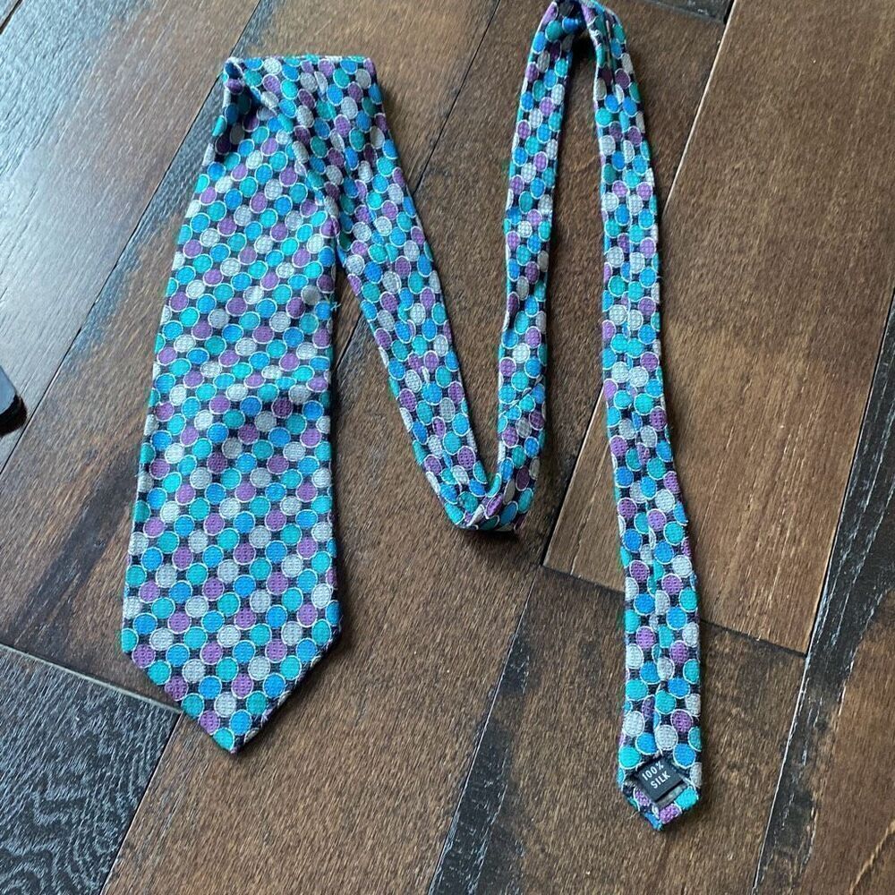 FROG made in Italy silk neck tie green blue purple black